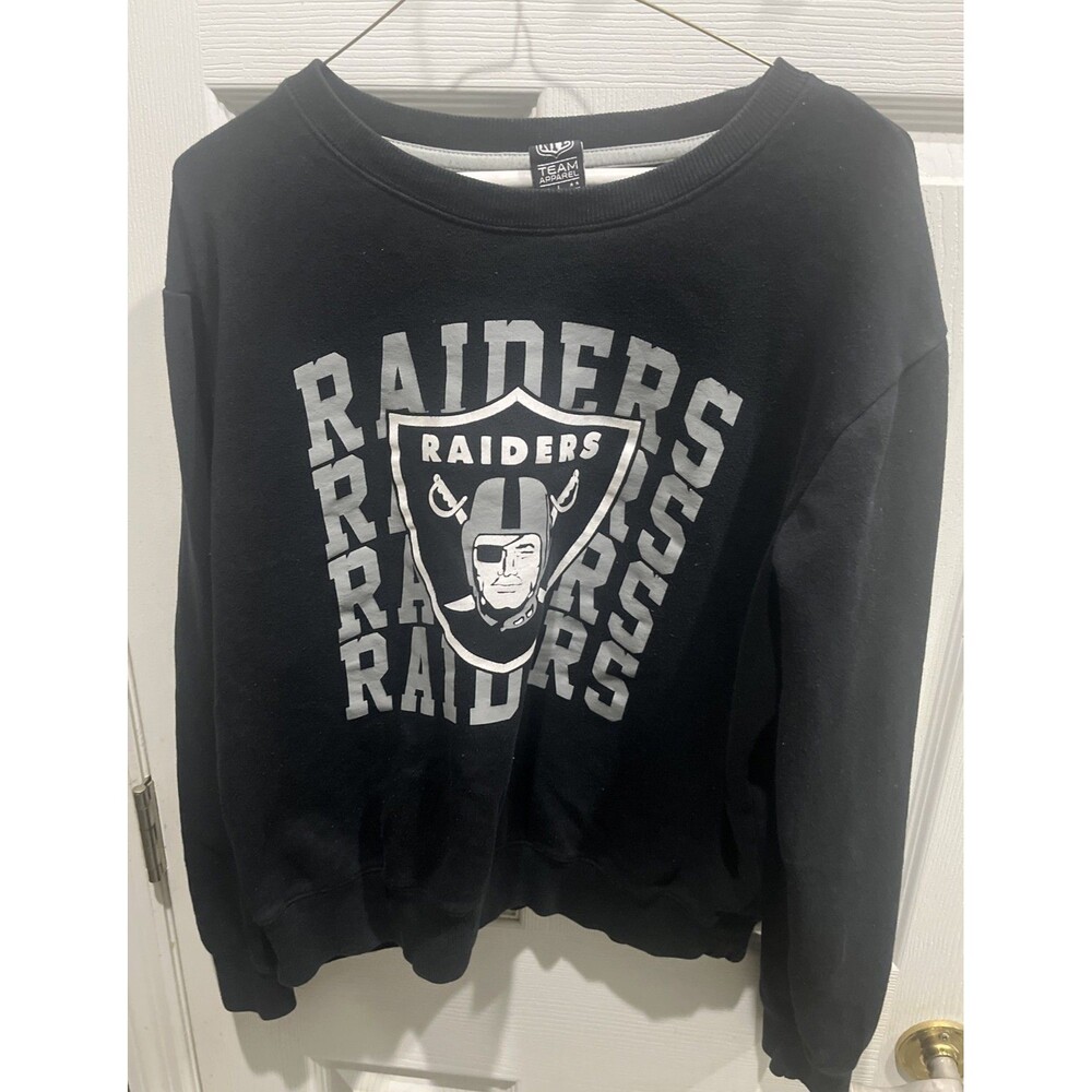 Las Vegas Raiders NFL Team Apparel Crewneck Sweatshirt Youth L Black